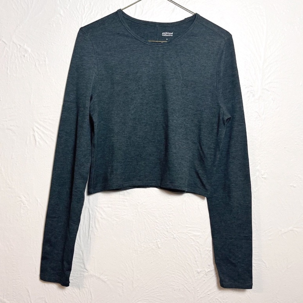 Girlfriend Collective Moss ReSet Cropped Long Sleeve Shirt Size Medium